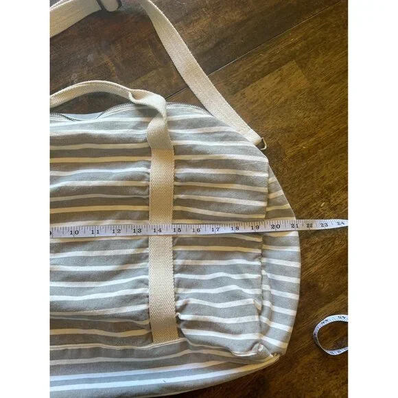 Know Supply Blue Striped Cotton Canvas Weekender Duffle Bag - Picture 9 of 10